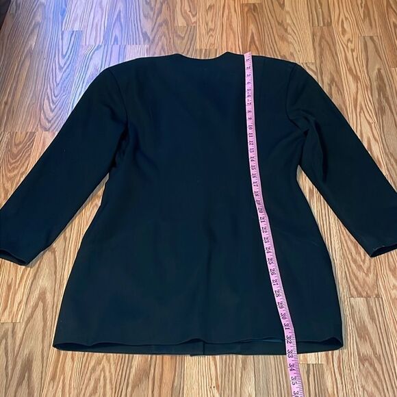 Vintage Tahari Wool Dress Jacket Coat Black, Quiet Luxury, long blazer, 12 - Picture 8 of 9